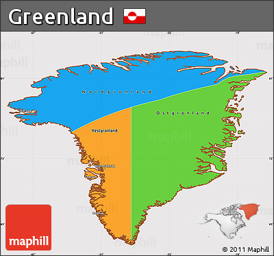 Political Simple Map of Greenland, cropped outside