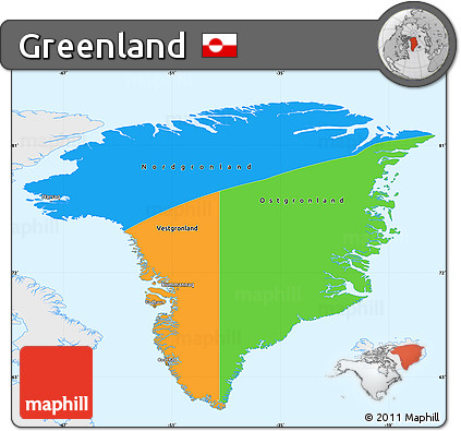 Political Simple Map of Greenland, single color outside