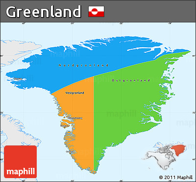 Political Simple Map of Greenland, single color outside