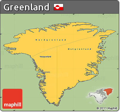 Savanna Style Simple Map of Greenland, cropped outside