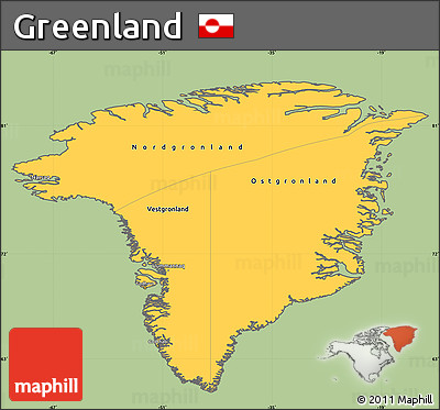 Savanna Style Simple Map of Greenland, cropped outside