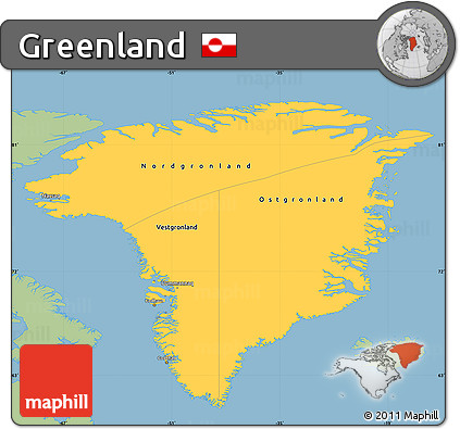 Savanna Style Simple Map of Greenland, single color outside