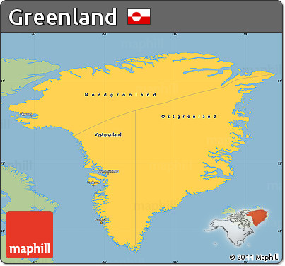 Savanna Style Simple Map of Greenland, single color outside