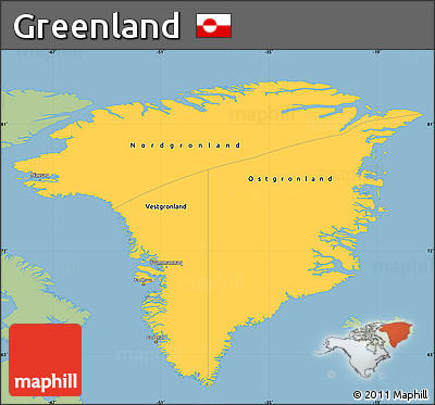 Savanna Style Simple Map of Greenland, single color outside