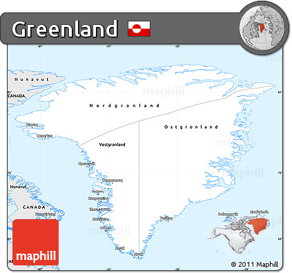 Silver Style Simple Map of Greenland