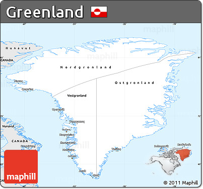 Silver Style Simple Map of Greenland