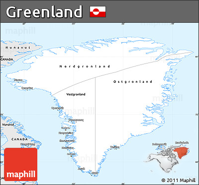 Silver Style Simple Map of Greenland