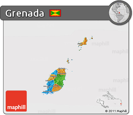 Political 3D Map of Grenada, cropped outside