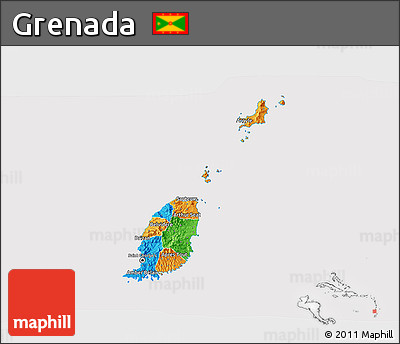 Political 3D Map of Grenada, cropped outside
