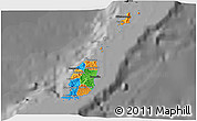 Political 3D Map of Grenada, darken, desaturated