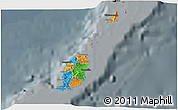 Political 3D Map of Grenada, darken, semi-desaturated