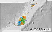 Political 3D Map of Grenada, desaturated