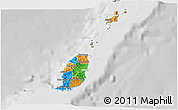 Political 3D Map of Grenada, lighten, desaturated