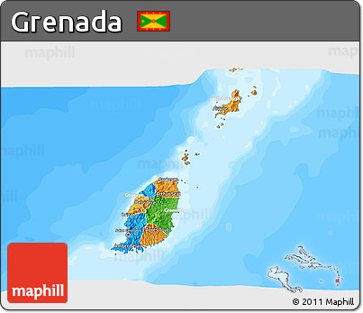 Political 3D Map of Grenada, lighten, land only
