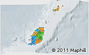 Political 3D Map of Grenada, lighten, semi-desaturated