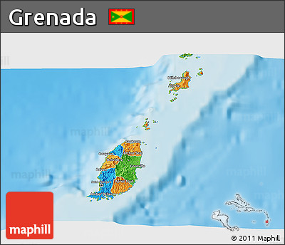Political 3D Map of Grenada, physical outside