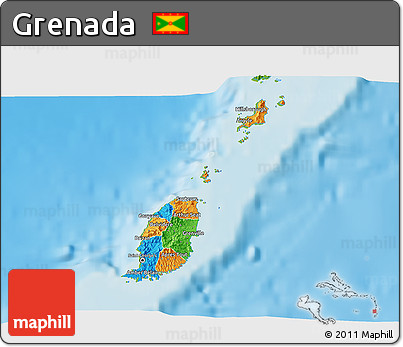 Political 3D Map of Grenada, physical outside