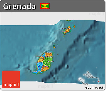 Political 3D Map of Grenada, satellite outside