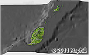 Satellite 3D Map of Grenada, darken, desaturated