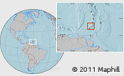 Gray Location Map of Carriacou, within the entire country, hill shading