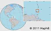 Gray Location Map of Carriacou, within the entire country