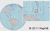 Gray Location Map of Carriacou, highlighted country, hill shading