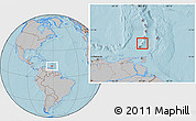 Gray Location Map of Carriacou, hill shading