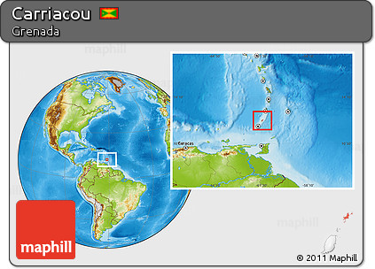 Physical Location Map of Carriacou
