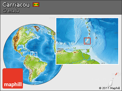 Physical Location Map of Carriacou