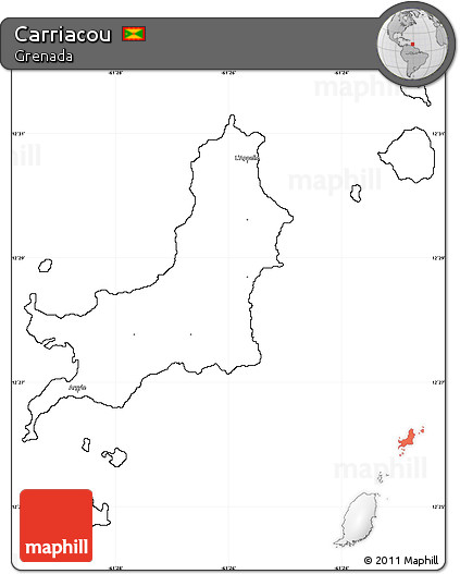 Blank Simple Map of Carriacou, cropped outside