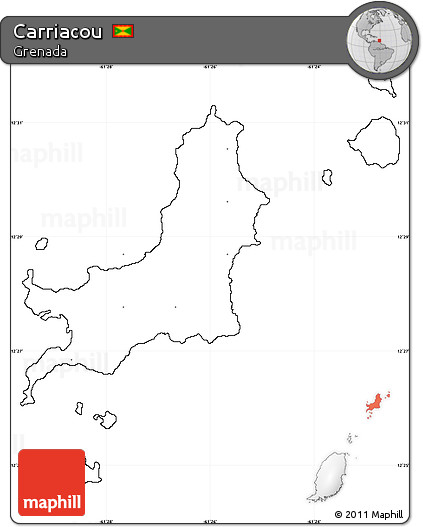 Blank Simple Map of Carriacou, no labels