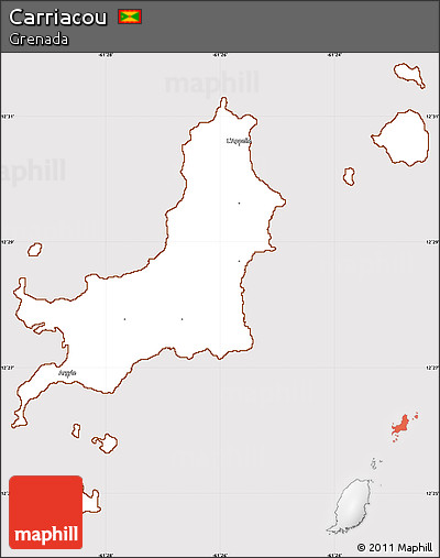 Classic Style Simple Map of Carriacou, cropped outside