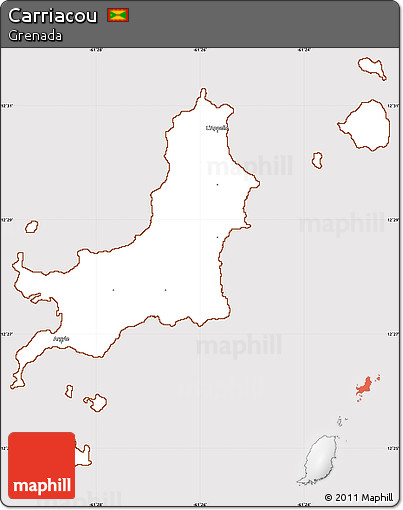 Classic Style Simple Map of Carriacou, cropped outside