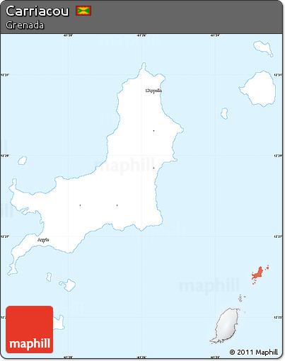 Classic Style Simple Map of Carriacou, single color outside