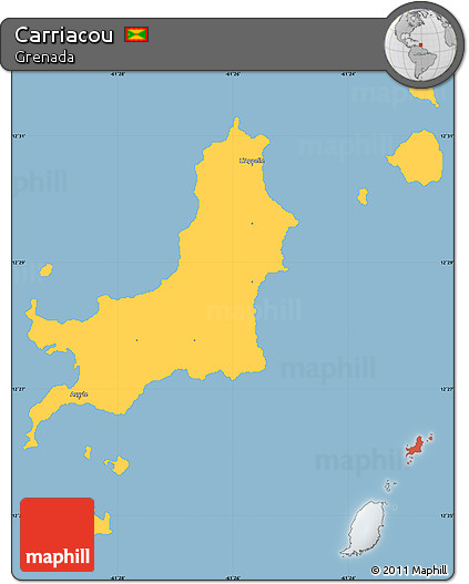 Savanna Style Simple Map of Carriacou, single color outside