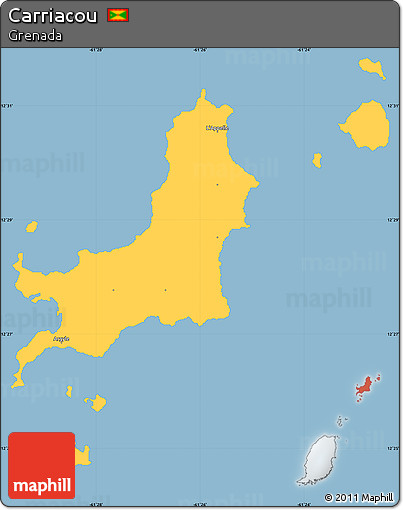 Savanna Style Simple Map of Carriacou, single color outside
