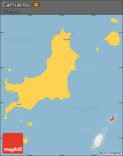 Savanna Style Simple Map of Carriacou, single color outside