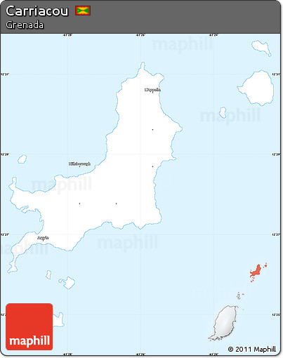 Silver Style Simple Map of Carriacou