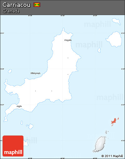 Silver Style Simple Map of Carriacou