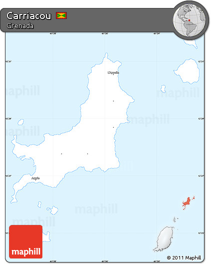 Silver Style Simple Map of Carriacou, single color outside