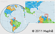 Political Location Map of Grenada, highlighted continent, within the entire continent