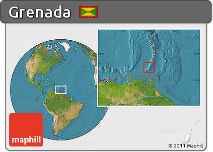 Political Location Map of Grenada, satellite outside
