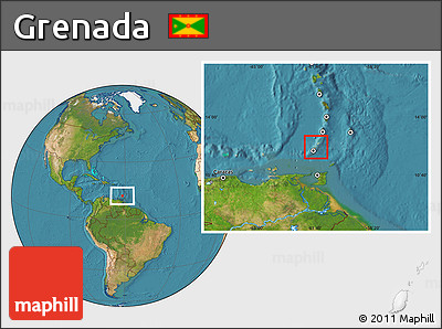 Political Location Map of Grenada, satellite outside