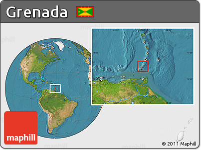 Political Location Map of Grenada, satellite outside