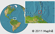Political Location Map of Grenada, satellite outside