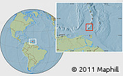 Satellite Location Map of Grenada, savanna style outside, hill shading