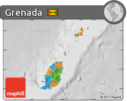 Political Map of Grenada, lighten, desaturated