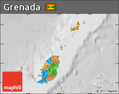 Political Map of Grenada, lighten, desaturated