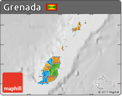Political Map of Grenada, lighten, desaturated