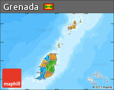 Political Map of Grenada, lighten, desaturated, land only